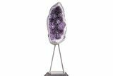 Amethyst Geode with Metal Stand - Dark Purple Crystals #209235-1